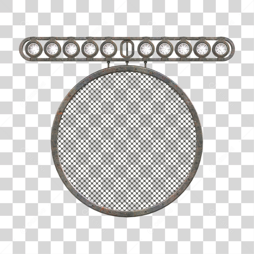 Painel Redondo de Metal com Led PNG Transparente