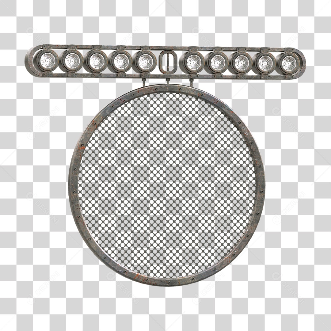 Painel Redondo de Metal com Led PNG Transparente