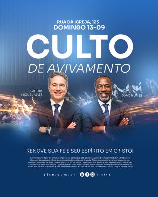Culto Evangélico Social Mídia PSD Editável