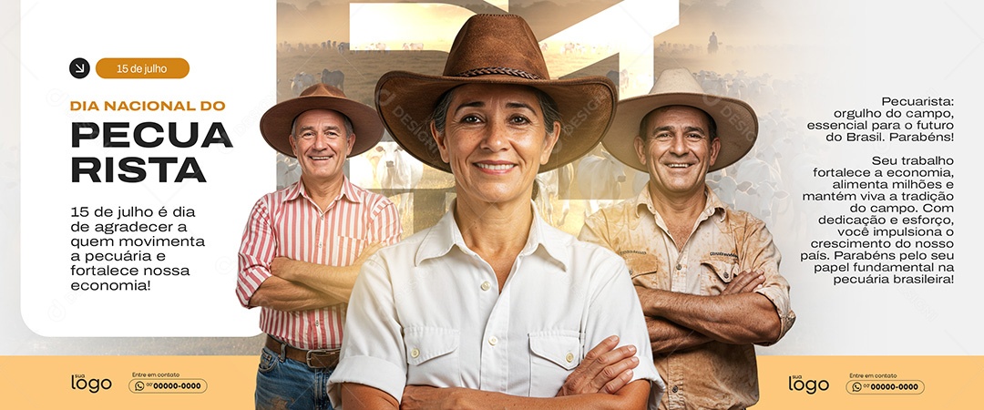 Dia Nacional do Pecuarista 15 de Julho Social Media PSD Editável