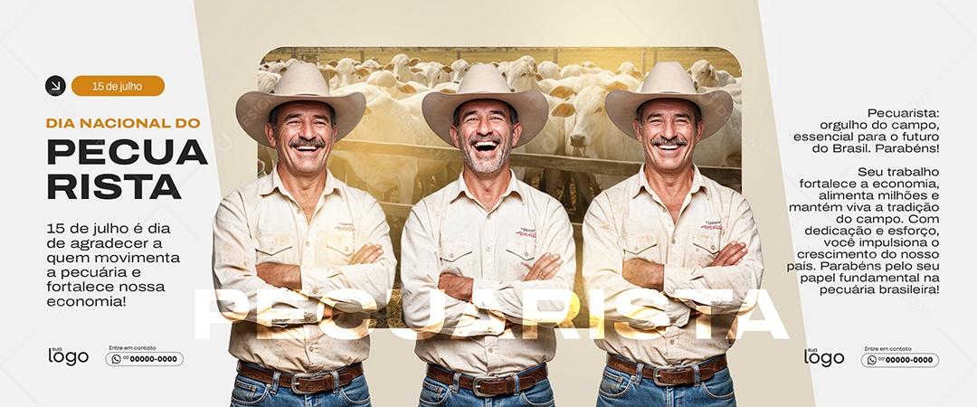 Dia Nacional do Pecuarista 15 de Julho Social Media PSD Editável