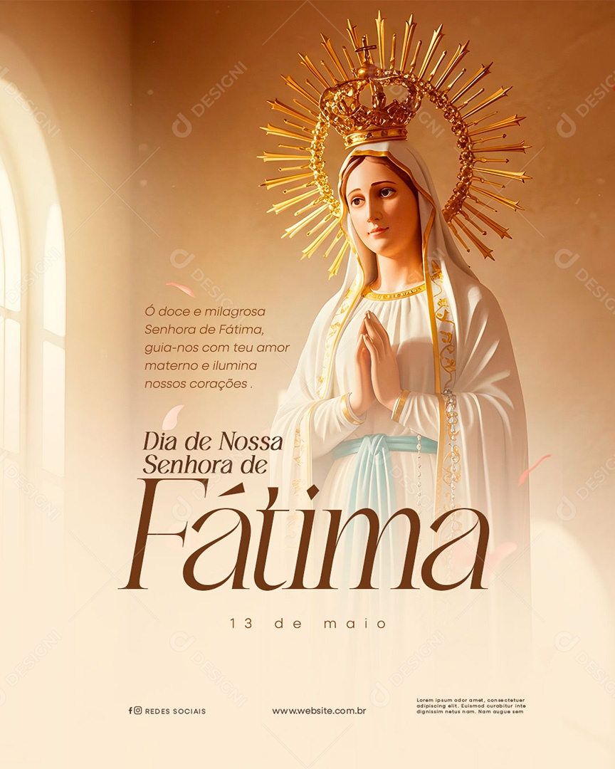 Dia de Nossa Senhora de Fátima 13 de Maio Social Media PSD Editável