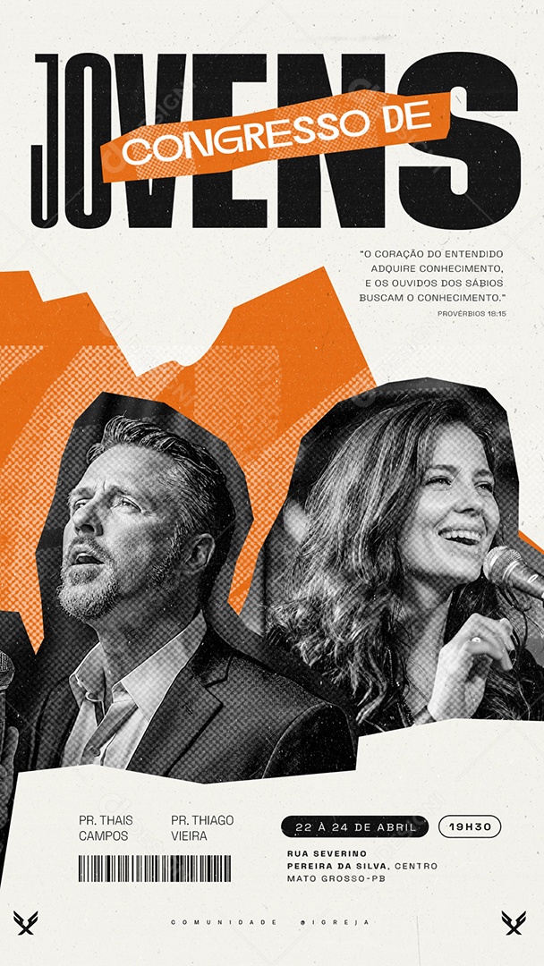Story Gospel Congresso de Jovens Pr Thais Campos Pr Thiago Vieira Social Media PSD Editável