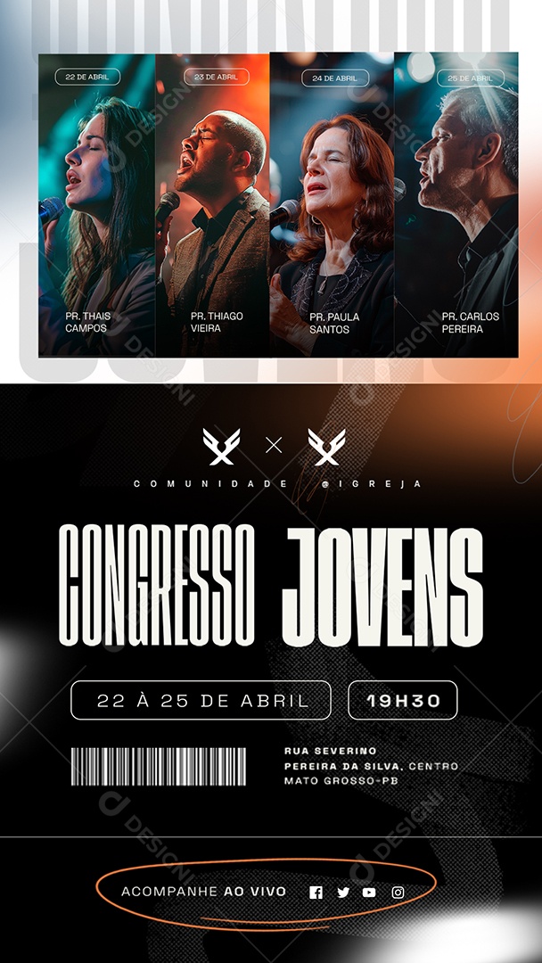 Story Gospel Congresso de Jovens Comunidade Igreja Social Media PSD Editável