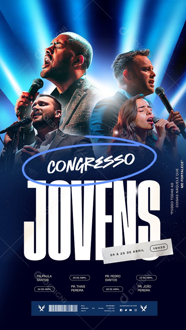 Story Gospel Congresso de Jovens Posso Todas as Coisas Social Media PSD Editável