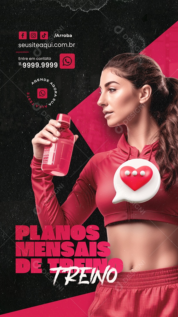 Story Personal Trainer Academia Planos Mensais de Treino Social Media PSD Editável