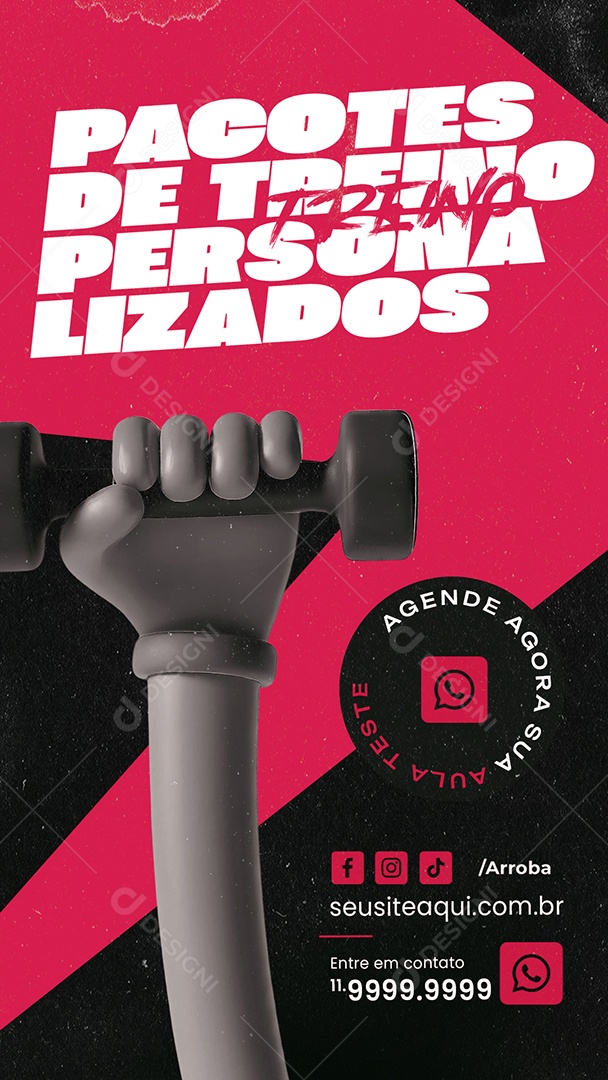 Story Personal Trainer Academia Pacotes de Treino Personalizados Social Media PSD Editável