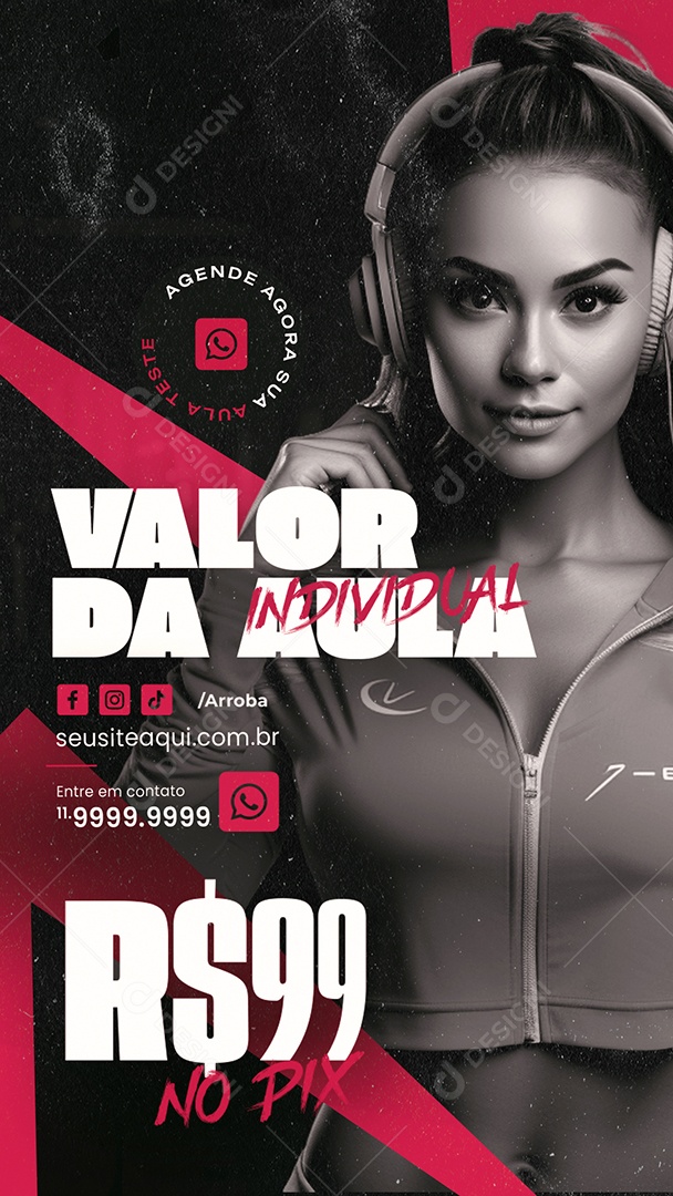 Story Personal Trainer Academia Valor da Aula Individual Social Media PSD Editável