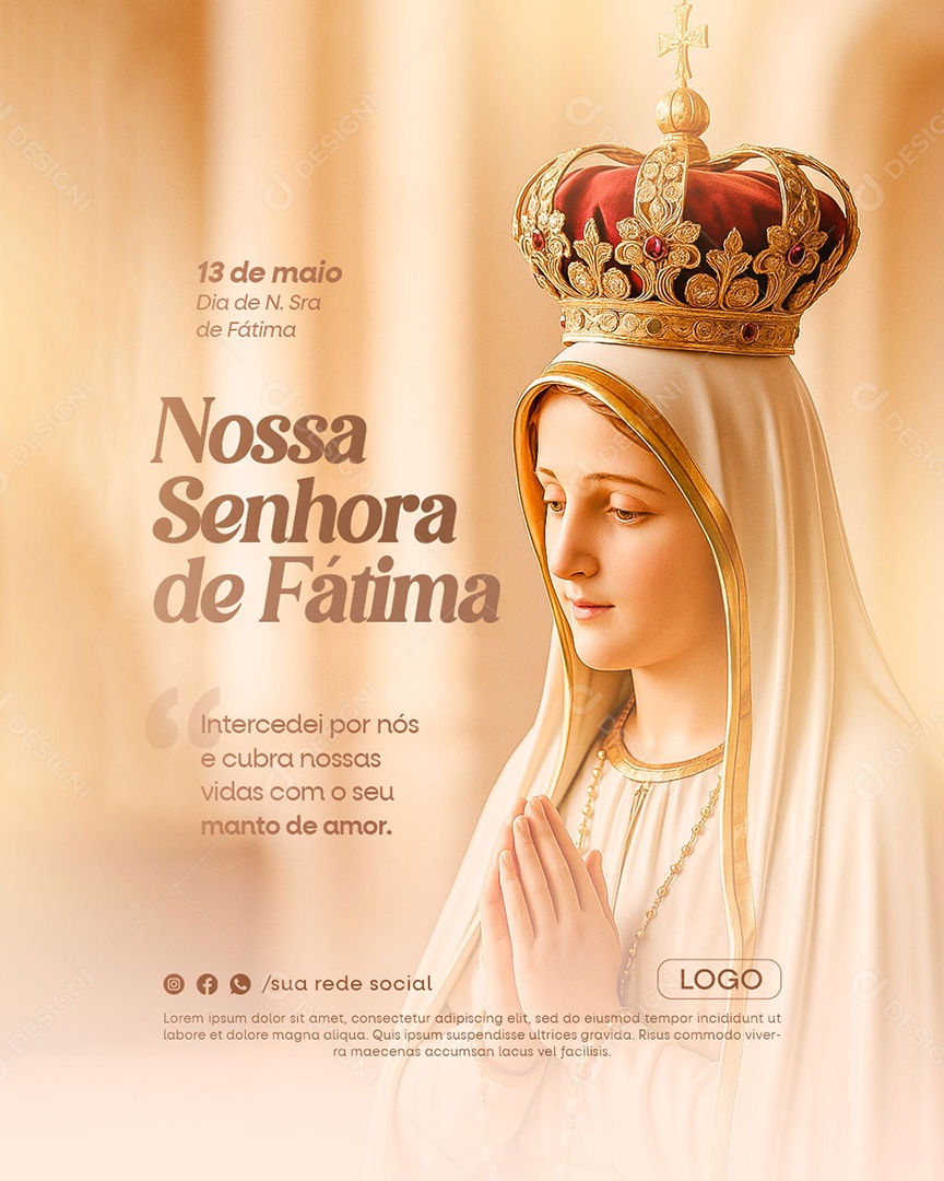 Dia de Nossa Senhora de Fátima 13 de Maio Social Media PSD Editável