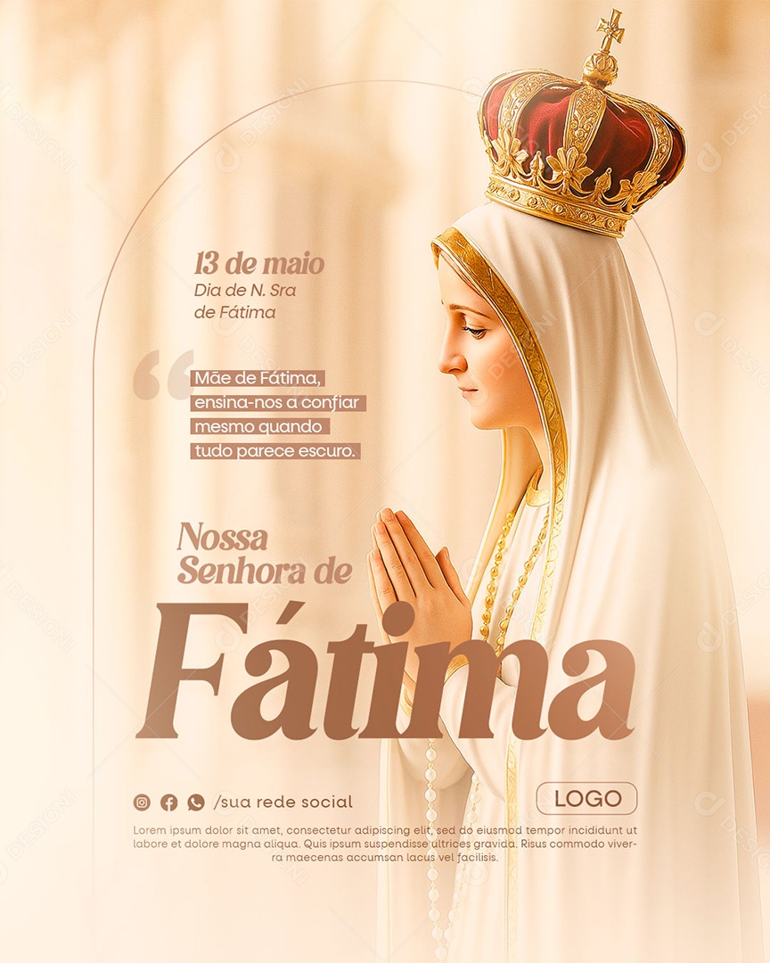 Dia de Nossa Senhora de Fátima 13 de Maio Social Media PSD Editável