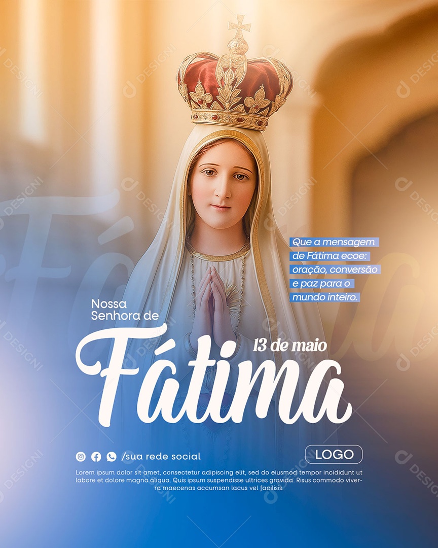Dia de Nossa Senhora de Fátima 13 de Maio Social Media PSD Editável