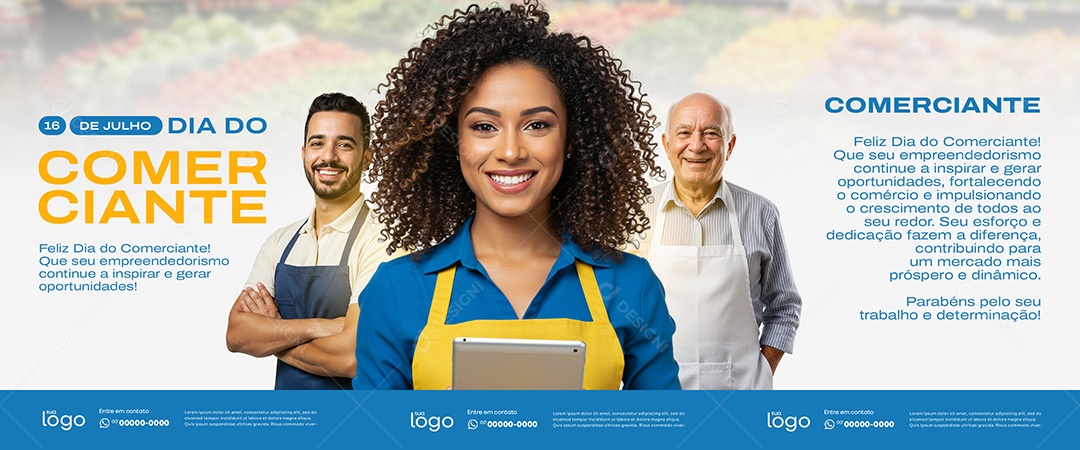 Dia do Comerciante 16 De Julho Social Media PSD Editável