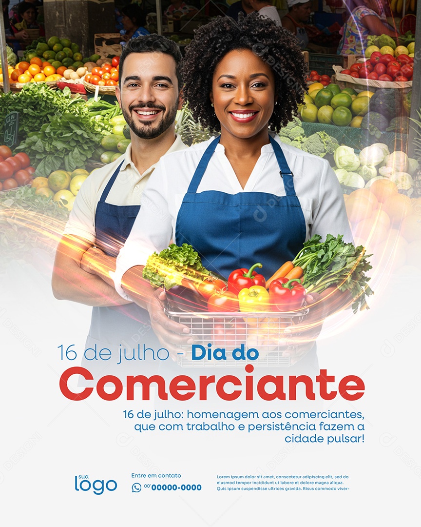Dia do Comerciante 16 De Julho Social Media PSD Editável