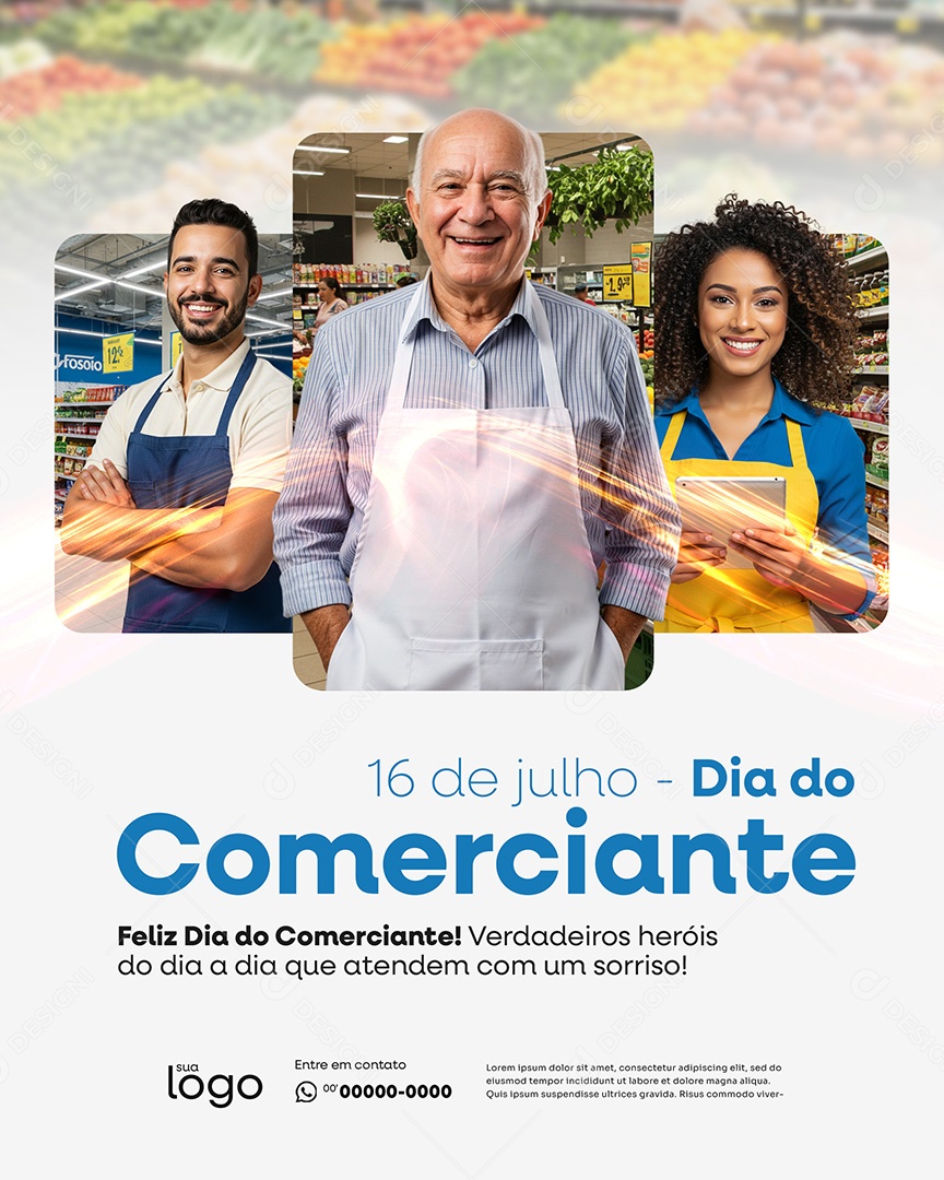 Dia do Comerciante 16 De Julho Social Media PSD Editável