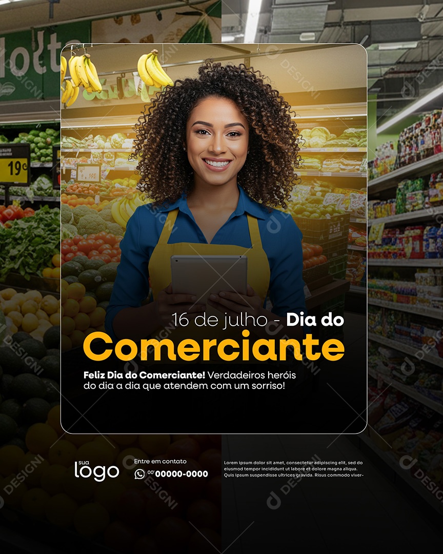Dia do Comerciante 16 De Julho Social Media PSD Editável