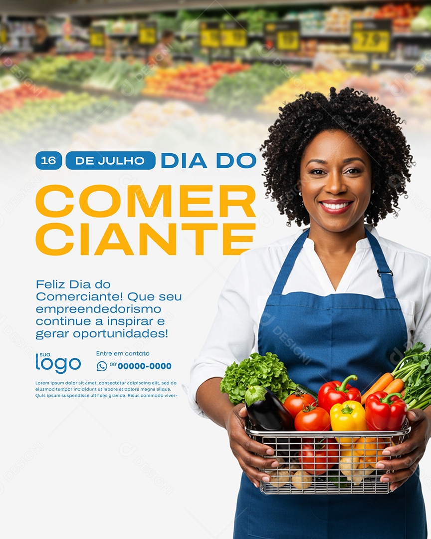 Dia do Comerciante 16 De Julho Social Media PSD Editável
