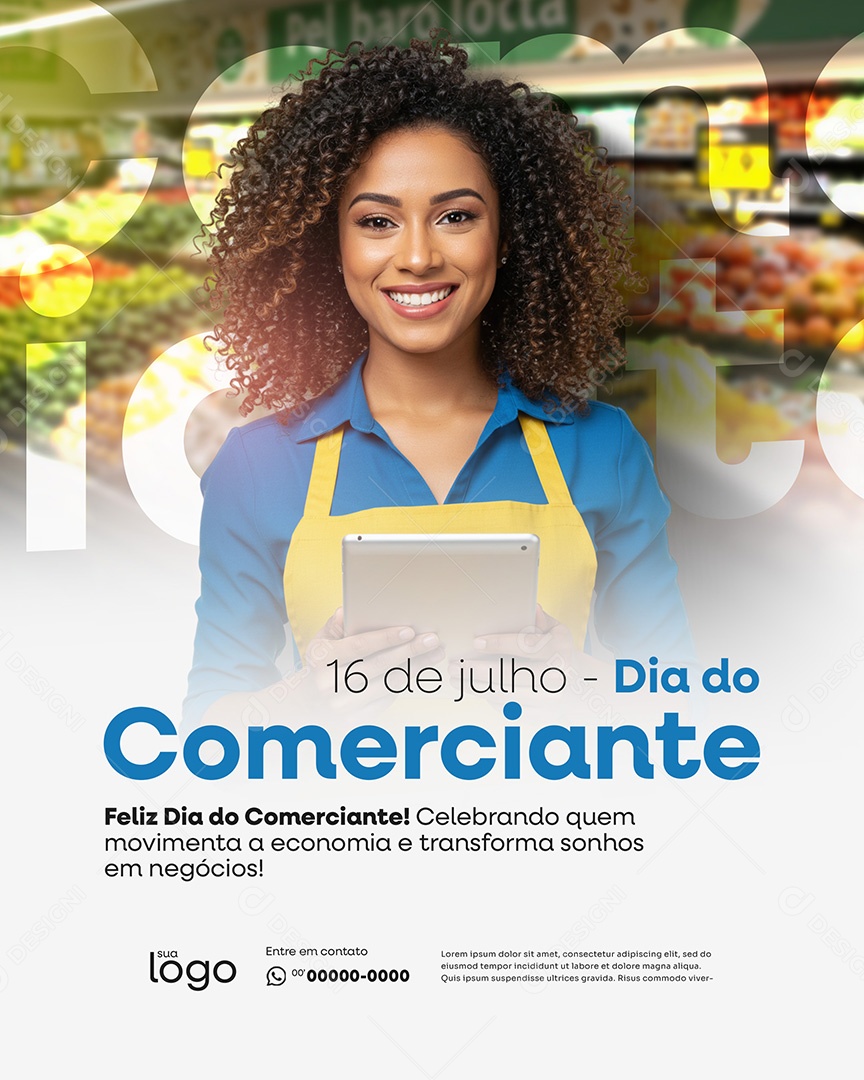 Dia do Comerciante 16 De Julho Social Media PSD Editável