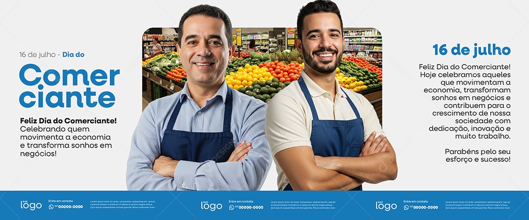 Dia do Comerciante 16 De Julho Social Media PSD Editável