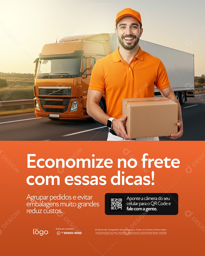 Transportadora de Encomendas e Carga Social Media PSD Editável