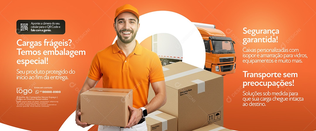 Transportadora de Encomendas e Carga Social Media PSD Editável