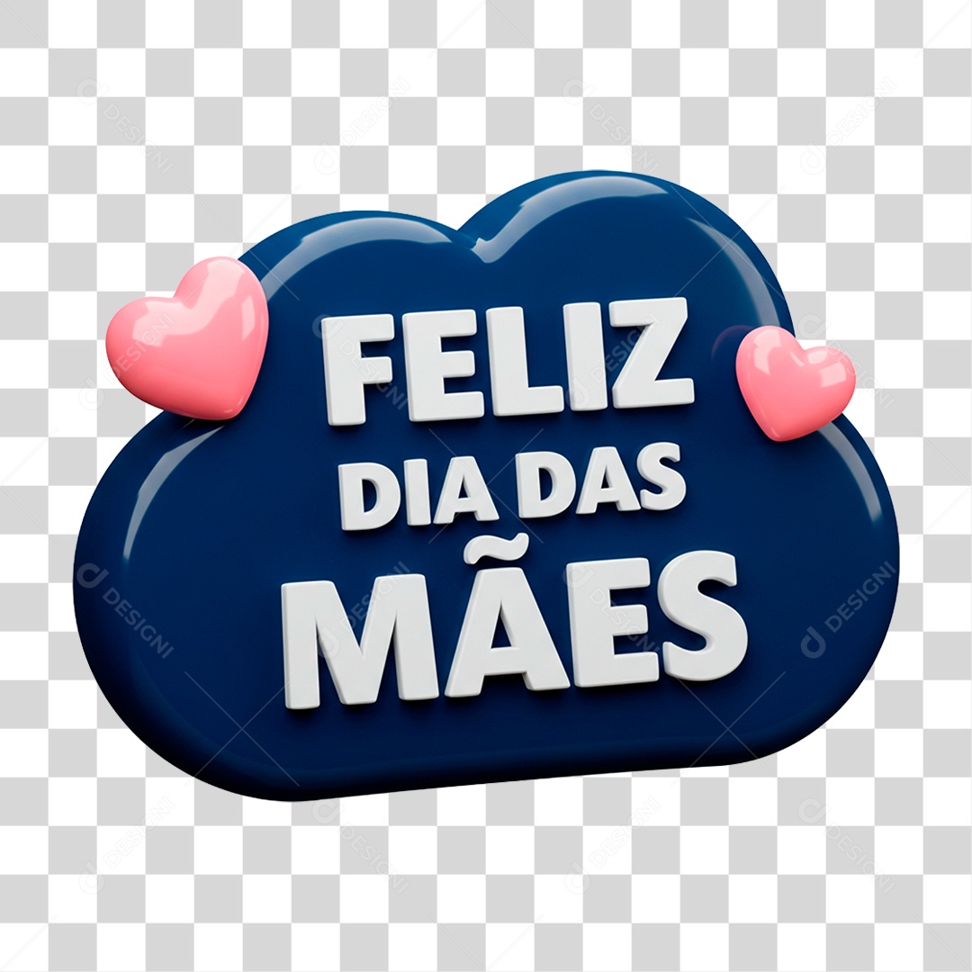 Selo 3D Feliz Dia das Mães PNG Transparente
