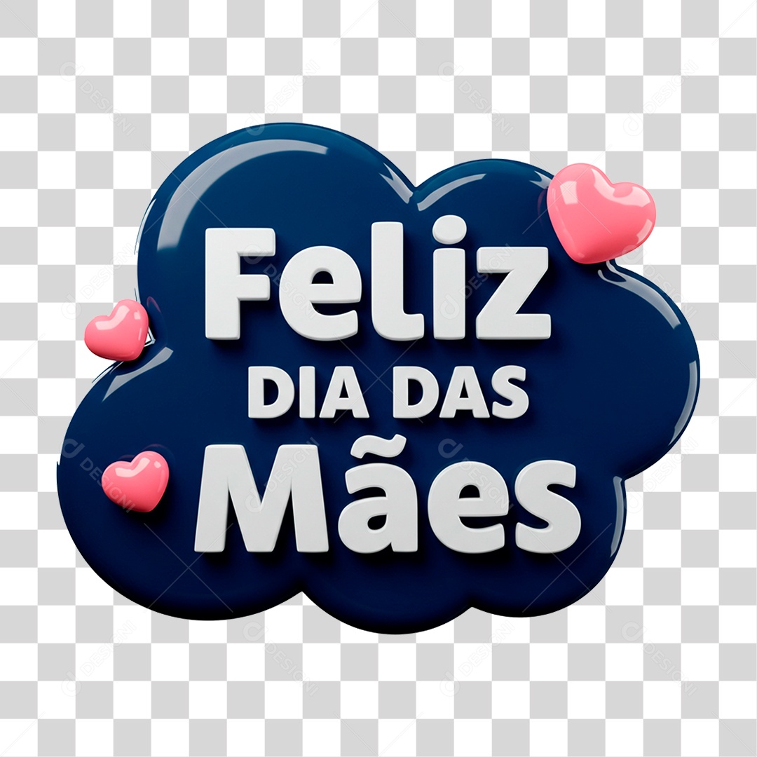 Selo 3D Feliz Dia das Mães PNG Transparente