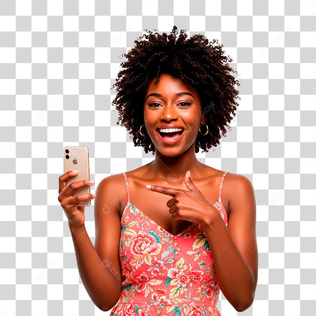 Mulher com Celular PNG Transparente