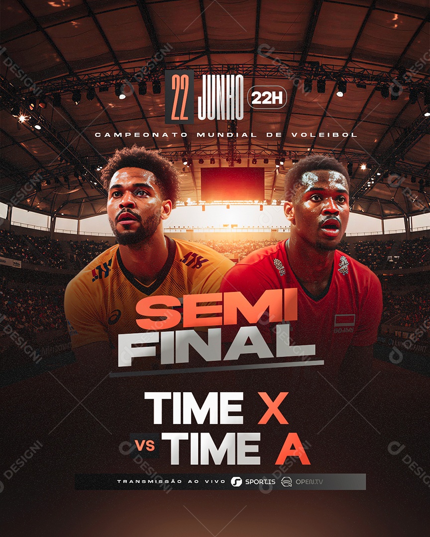 Campeonato Mundial de Voleibol Semi Final Social Media PSD Editável
