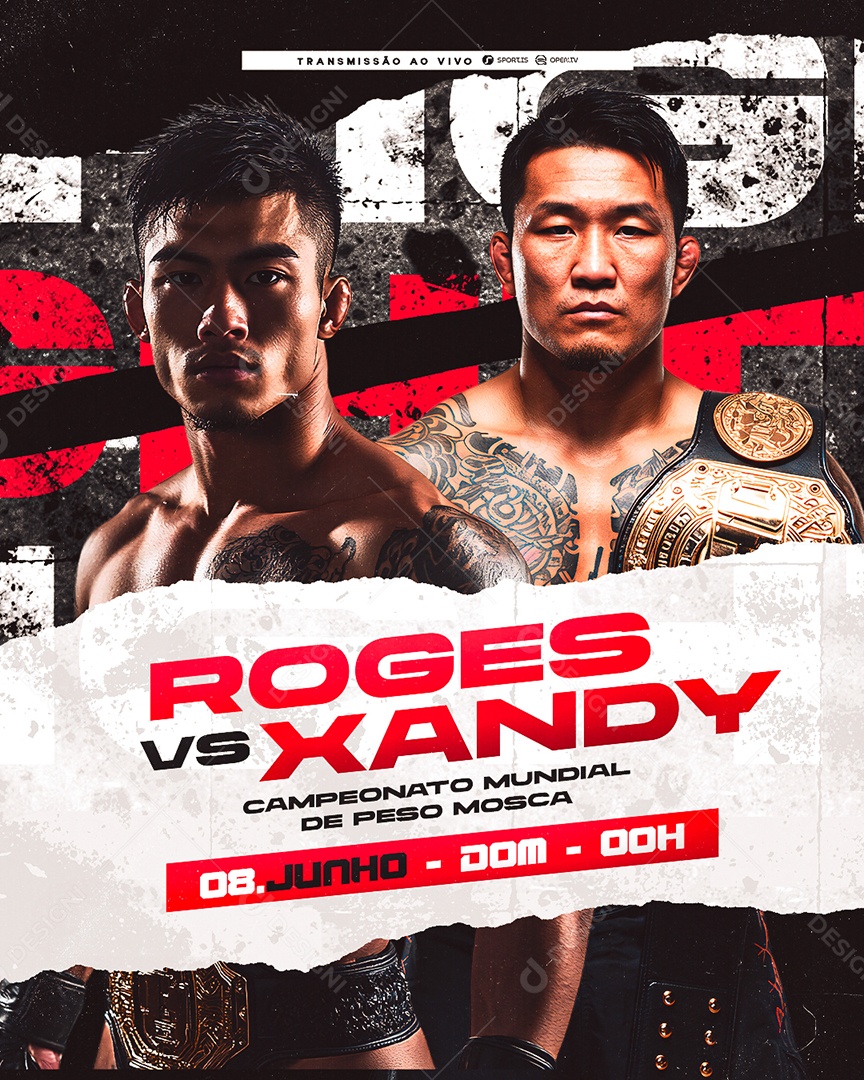 Campeonato de Luta Roges VS Xandy Social Media PSD Editável