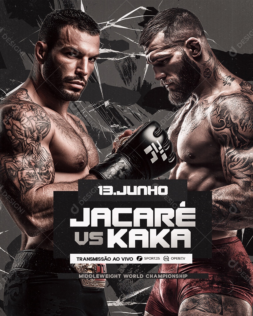 Campeonato de Luta Jacaré VS Kaka Social Media PSD Editável