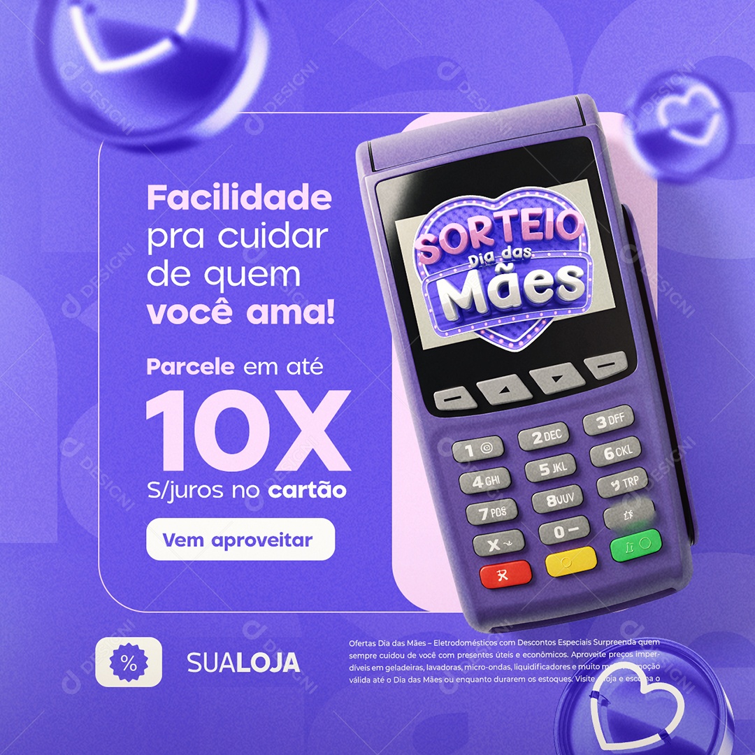 Sorteio Dia das Mães Supermercado Facilitade Social Media PSD Editável