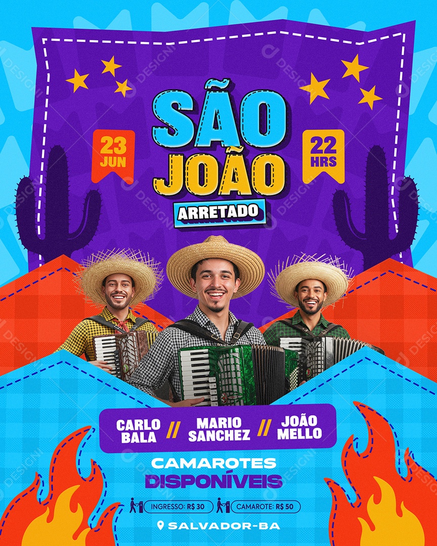 Flyer São João Arretado Social Media Feed PSD Editável