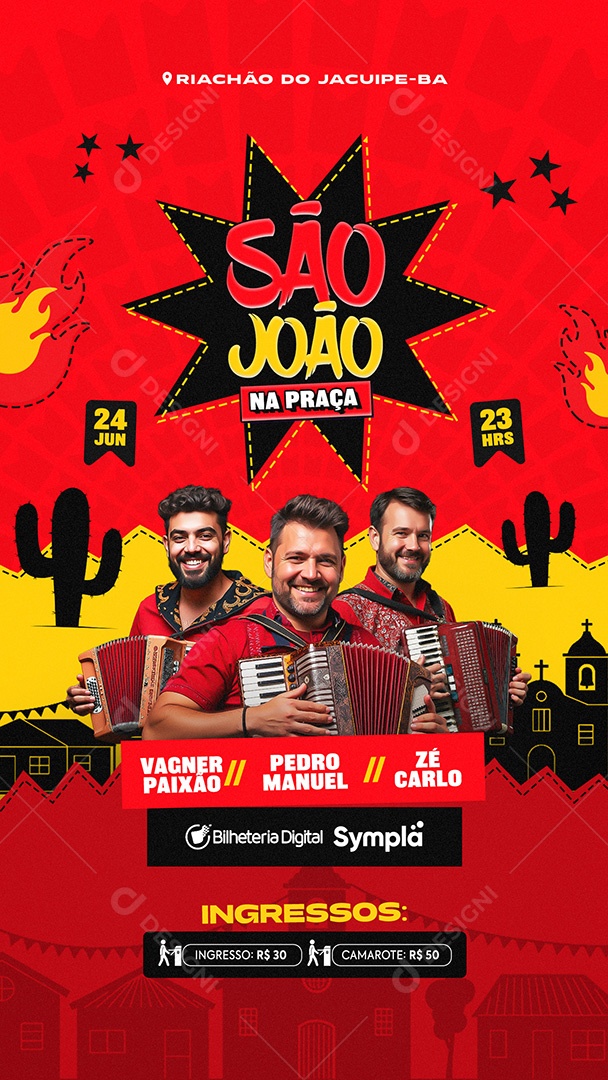 Flyer São João Na Praça Social Media Story PSD Editável