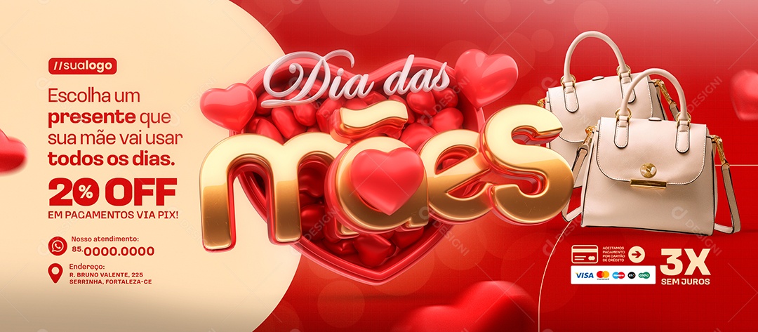 Banner Dia das Mães Loja de Bolsas Social Media PSD Editável