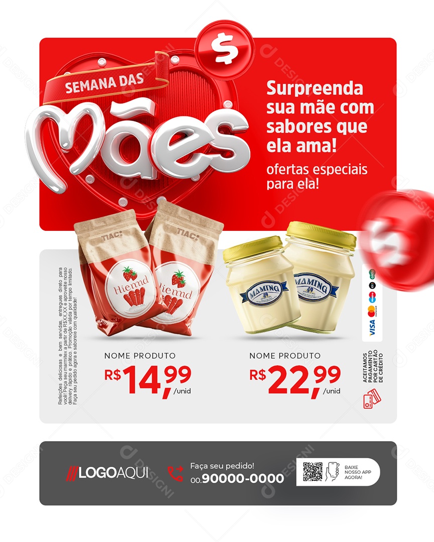 Semana das Mães Supermercado Surpreenda sua Mãe Social Media PSD Editável