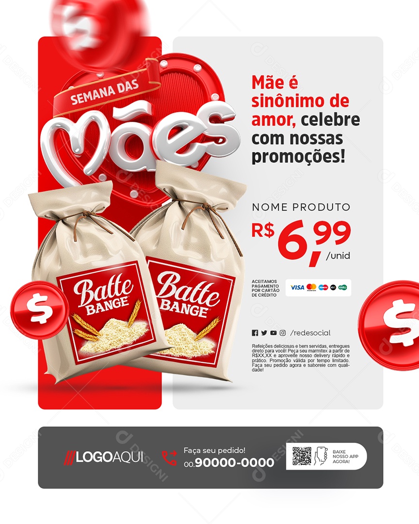 Semana das Mães Supermercado Celebre com Nossas Promoções Social Media PSD Editável