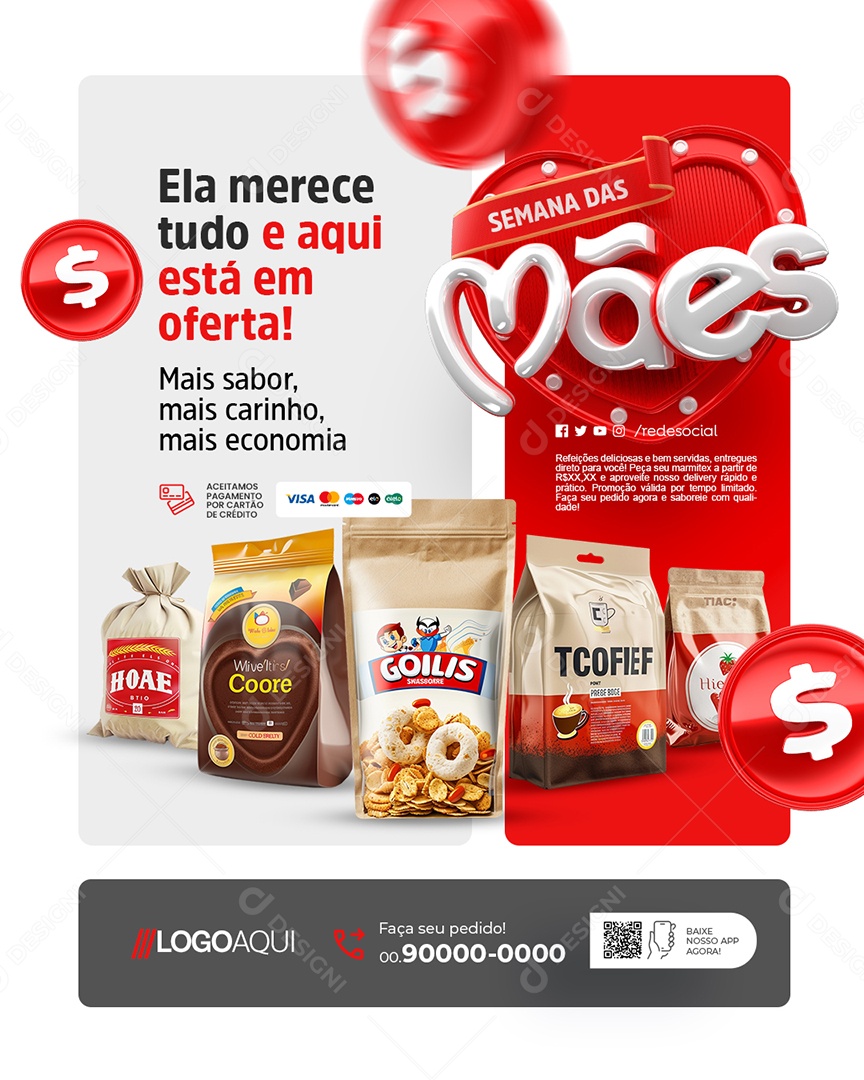 Semana das Mães Supermercado Ela Merece Tudo Social Media PSD Editável