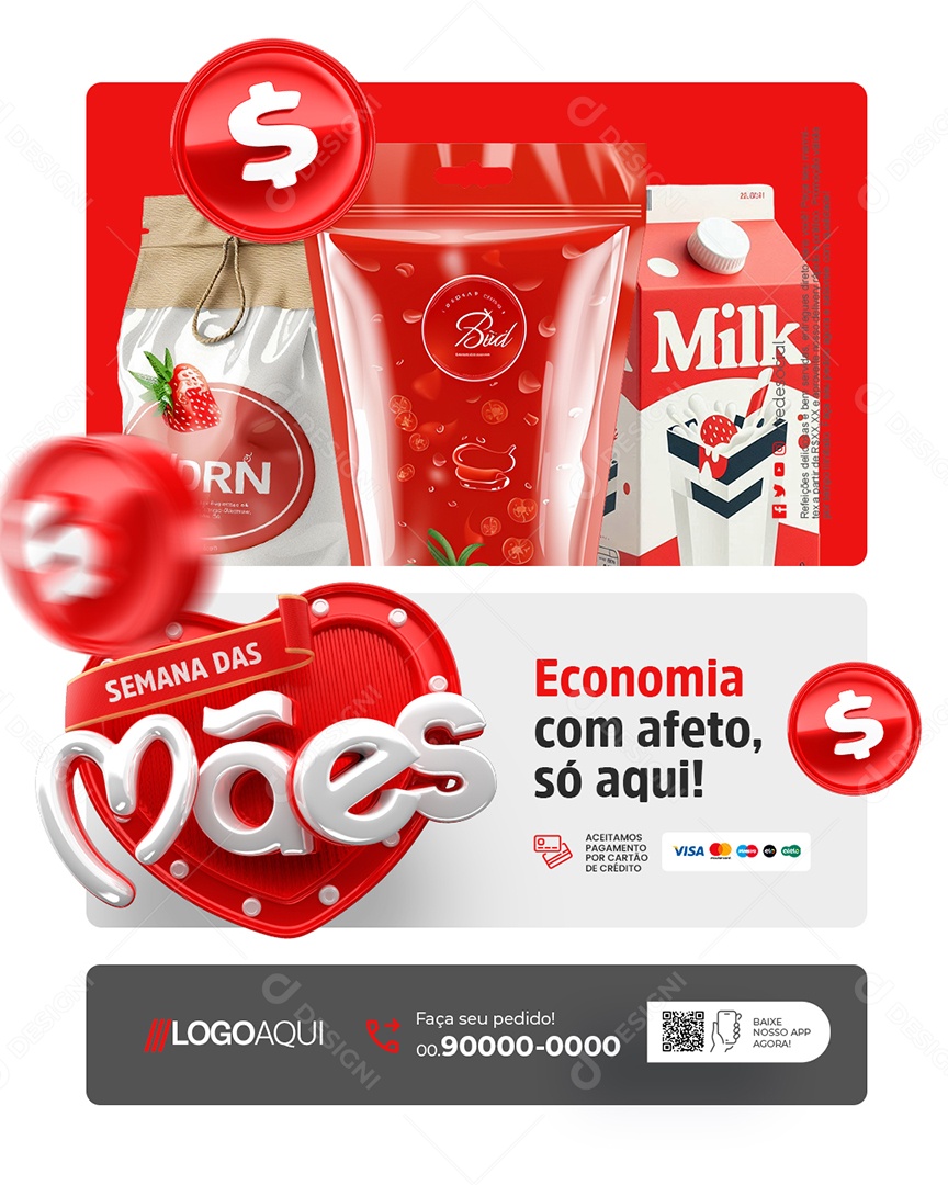 Semana das Mães Supermercado Economia Social Media PSD Editável