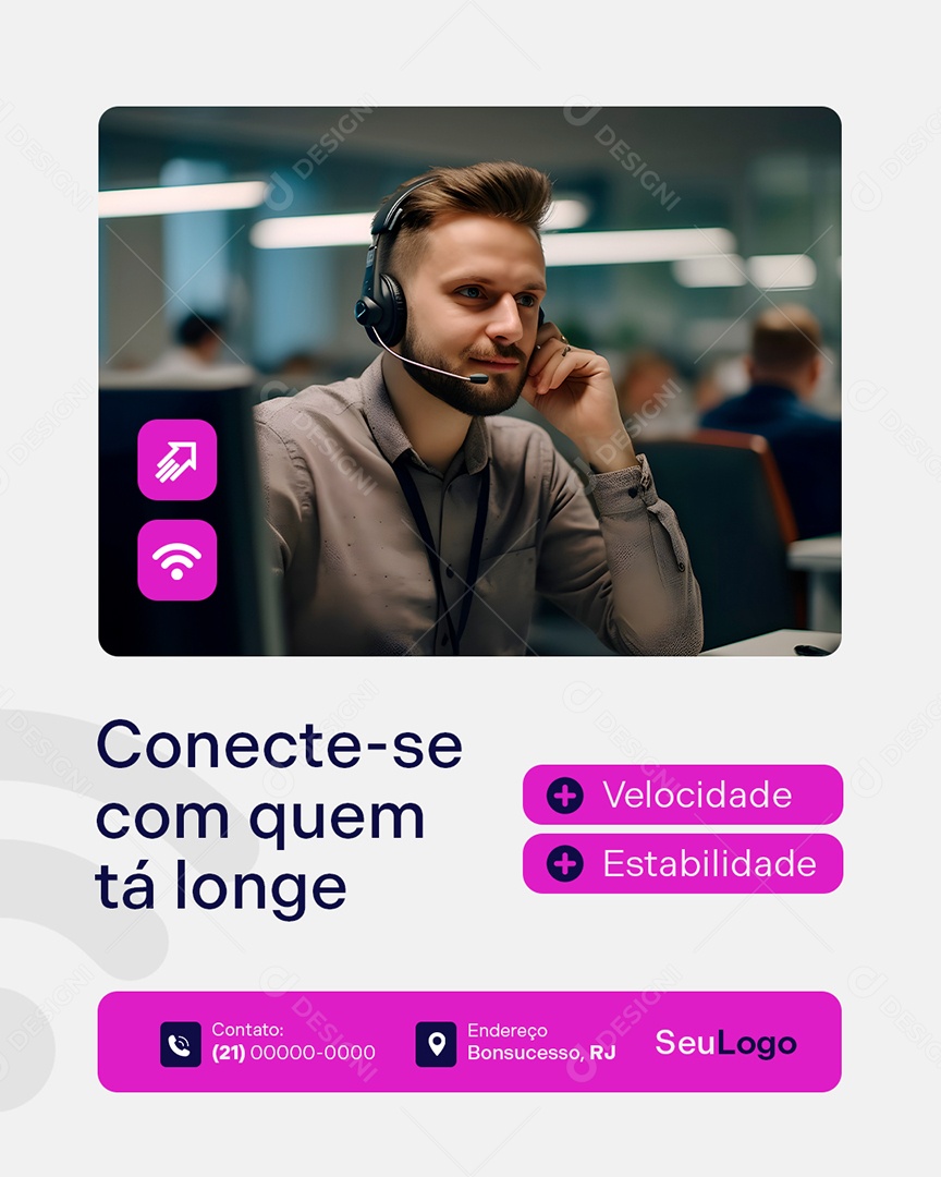 Provedor de Internet Conecte-Se com Quem Tá Longe Social Media PSD Editável