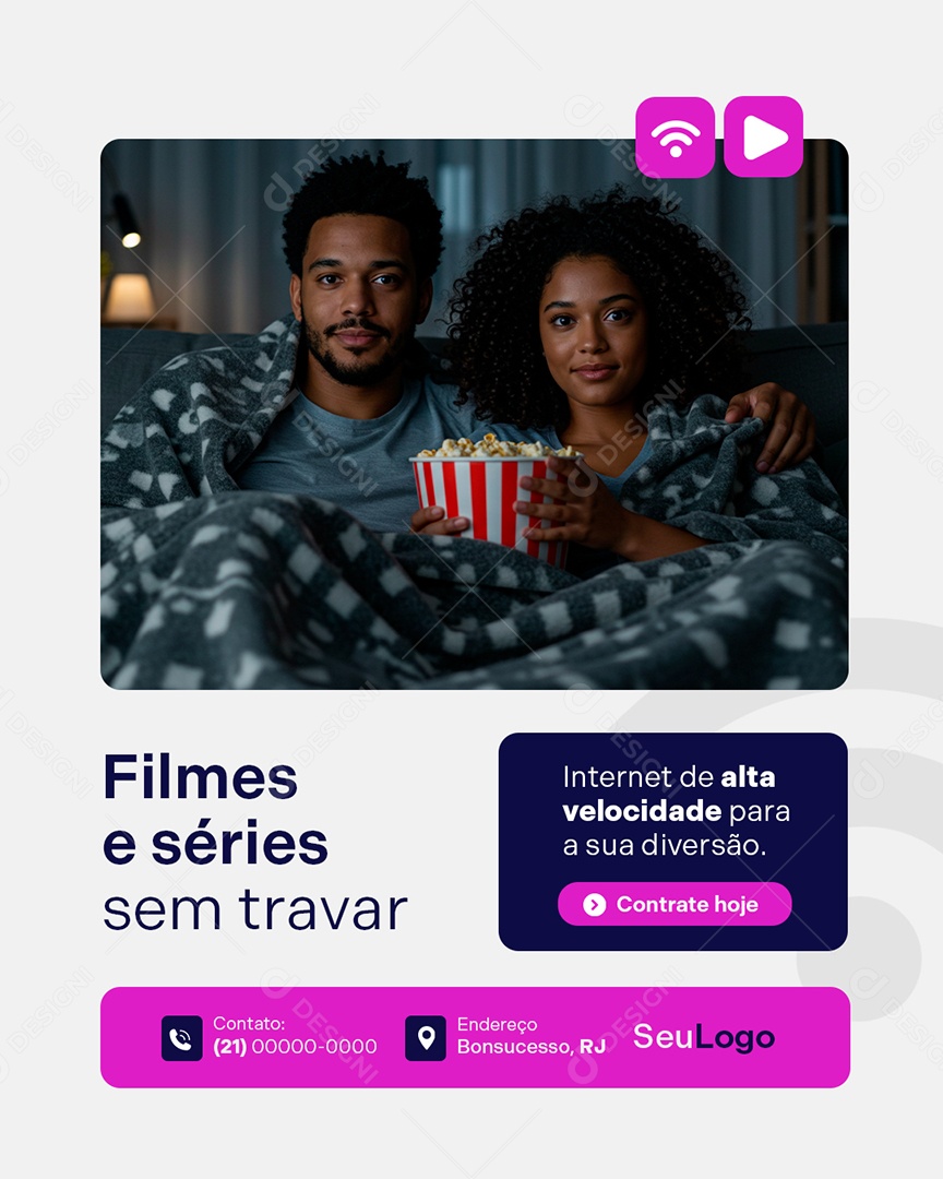 Provedor de Internet Filmes e Séries Social Media PSD Editável