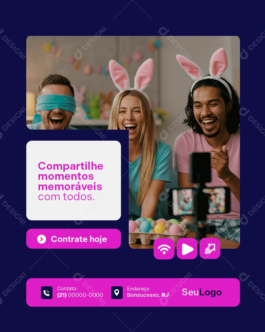 Provedor de Internet Compartilhe Momentos Social Media PSD Editável