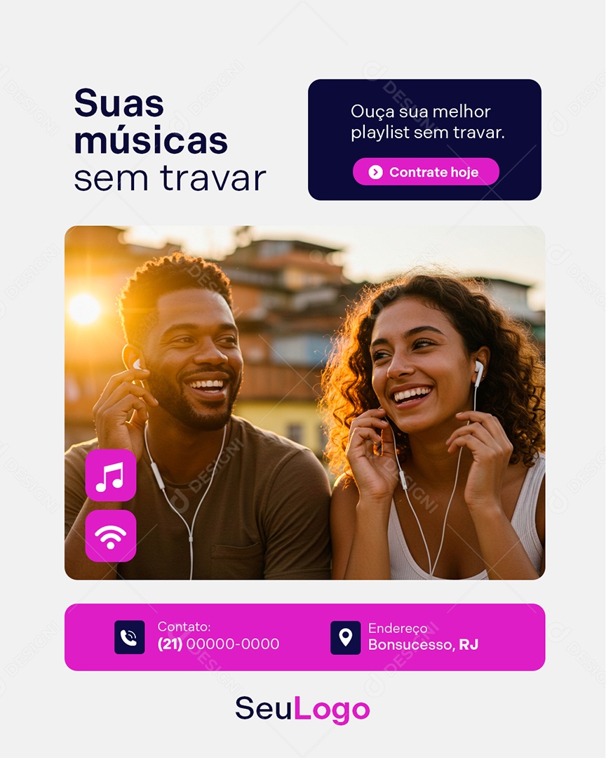 Provedor de Internet Suas Músicas Sem Travar Social Media PSD Editável