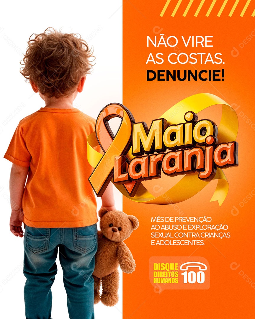 Maio Laranja Campanha Contra o Abuso Infantil Social Media PSD Editável