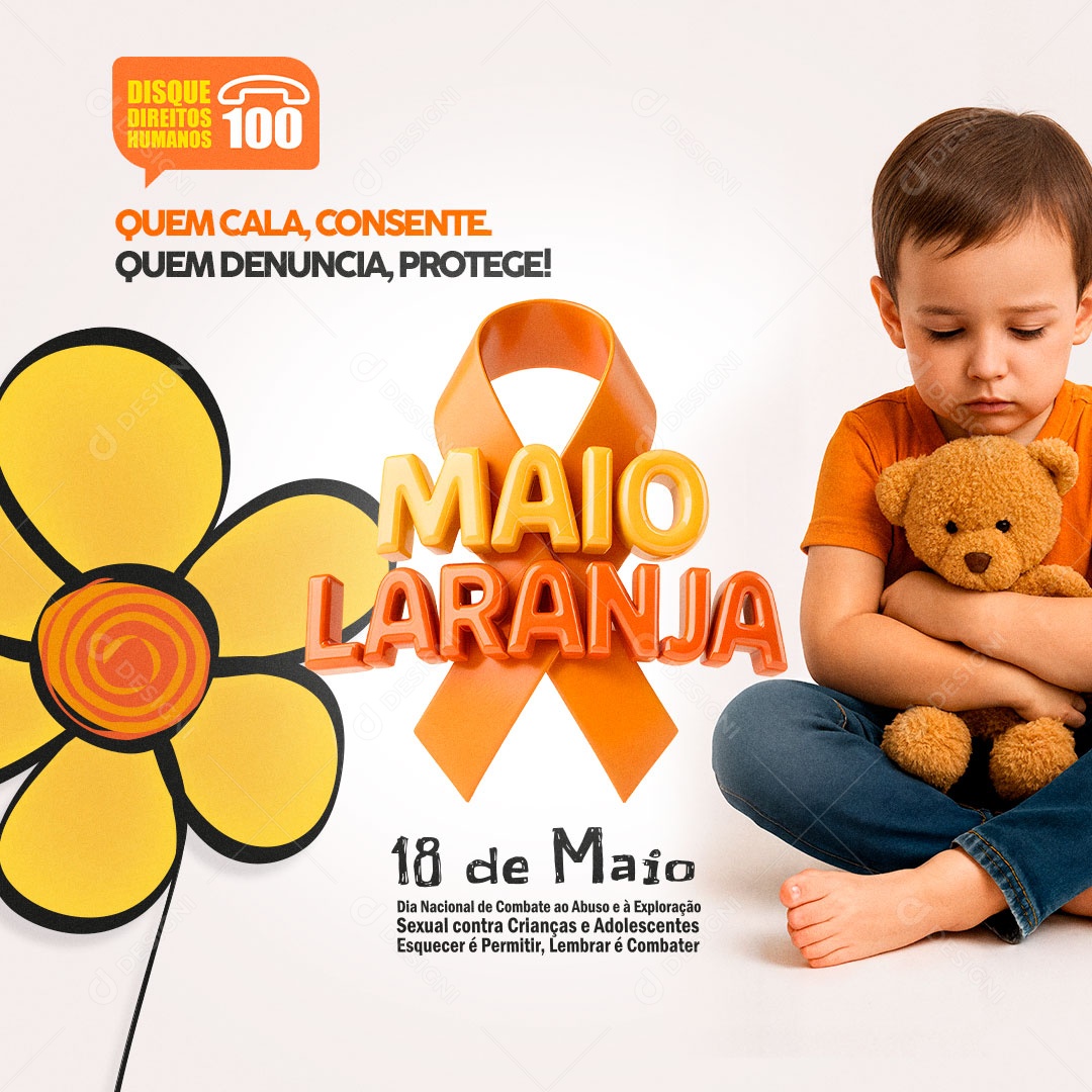 Maio Laranja Campanha Contra o Abuso Infantil Social Media PSD Editável