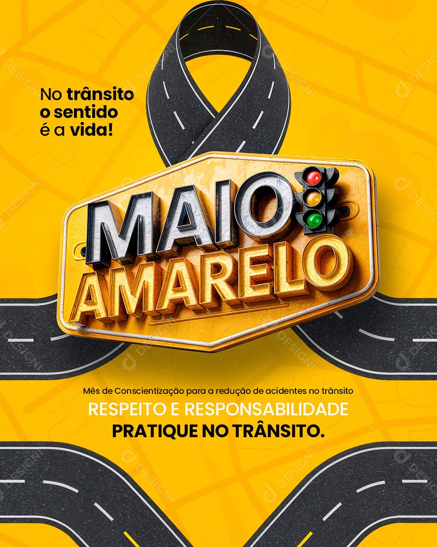 Maio Amarelo Respeito no Transito Social Media PSD Editável