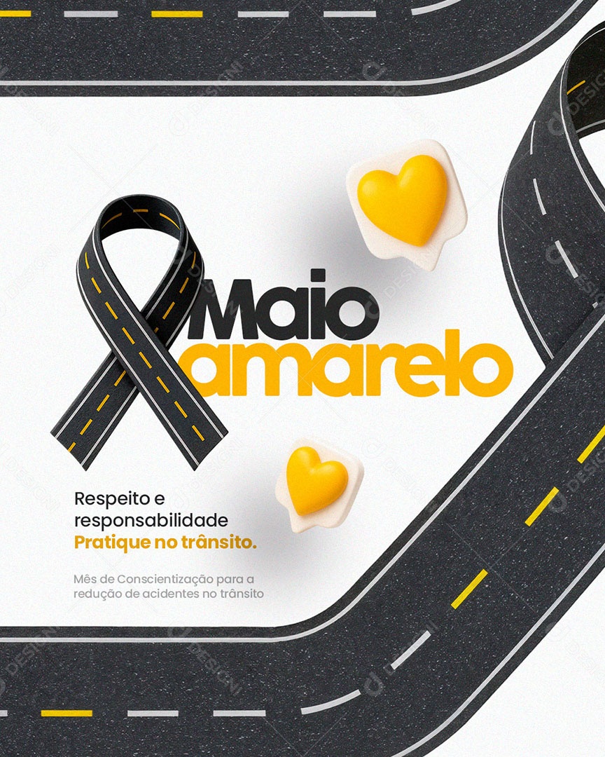 Maio Amarelo Respeito no Transito Social Media PSD Editável