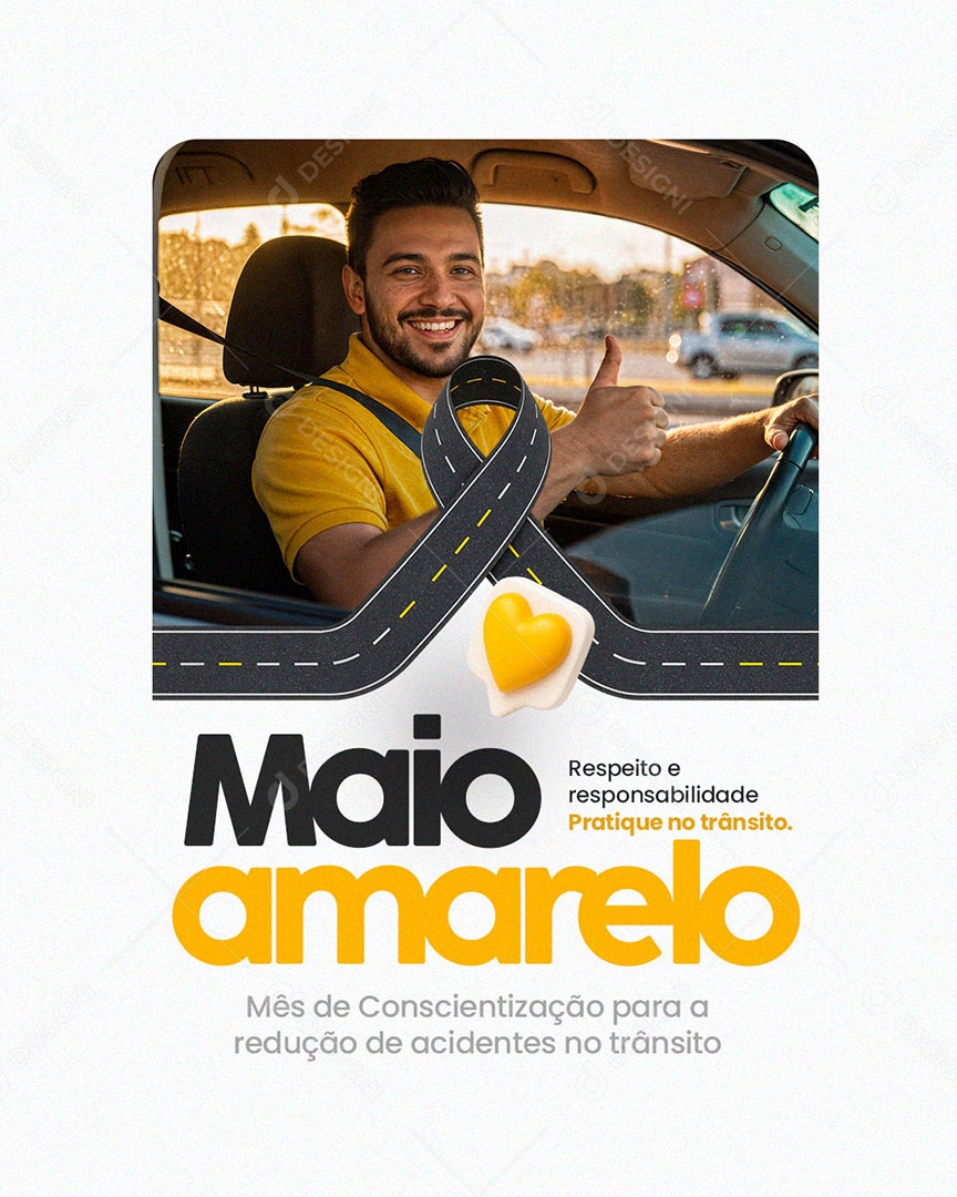 Maio Amarelo Respeito no Transito Social Media PSD Editável
