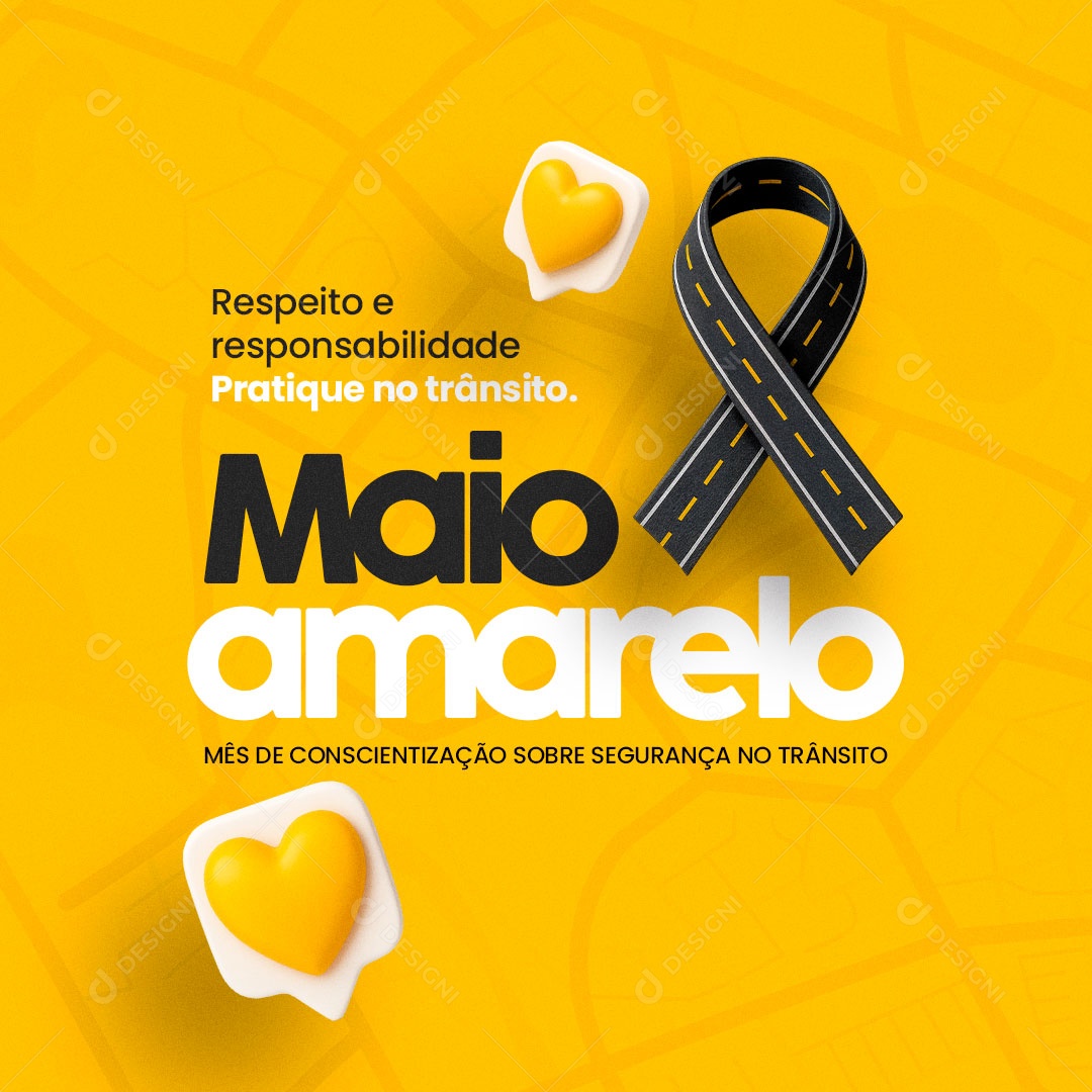 Maio Amarelo Respeito no Transito Social Media PSD Editável