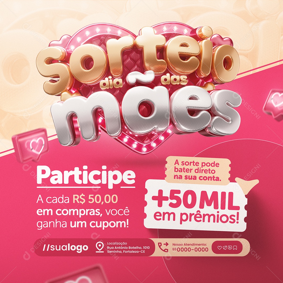 Sorteio Dia das Mães Supermercado Participe Social Media PSD Editável