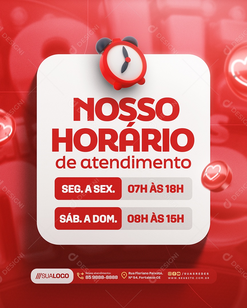 Feliz Dia das Mães Farmácia Nosso Horário de Atendimento Social Media PSD Editável
